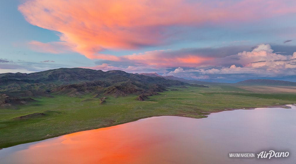 Sunset over Tuzkol Lake