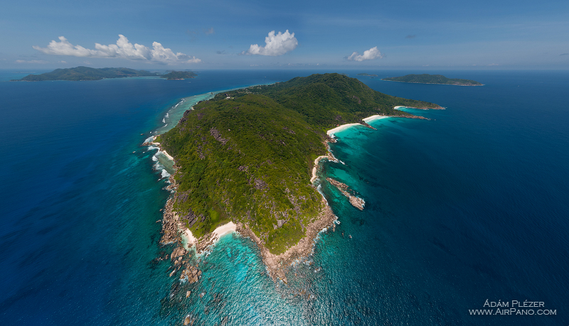 Pointe Camille, La Digue from an altitude of 410 meters. Seychelles