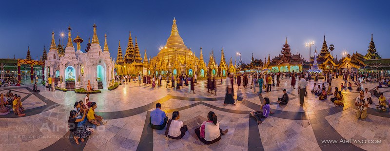 Shwedagon Pagoda at dusk