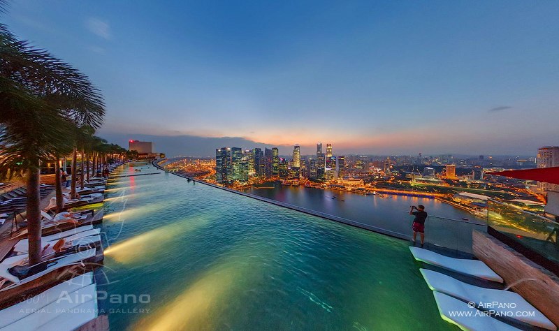 The pool on the top of Marina Bay Sands Hotel